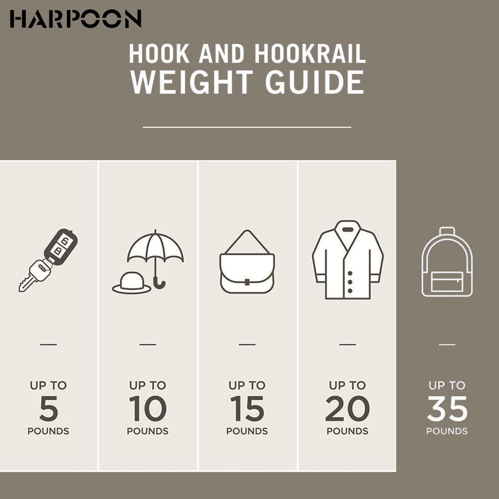 HARPOON 5 Pack 4.3" Double Prong Wall Hooks Oil-Rubbed Bronze Coat Hooks