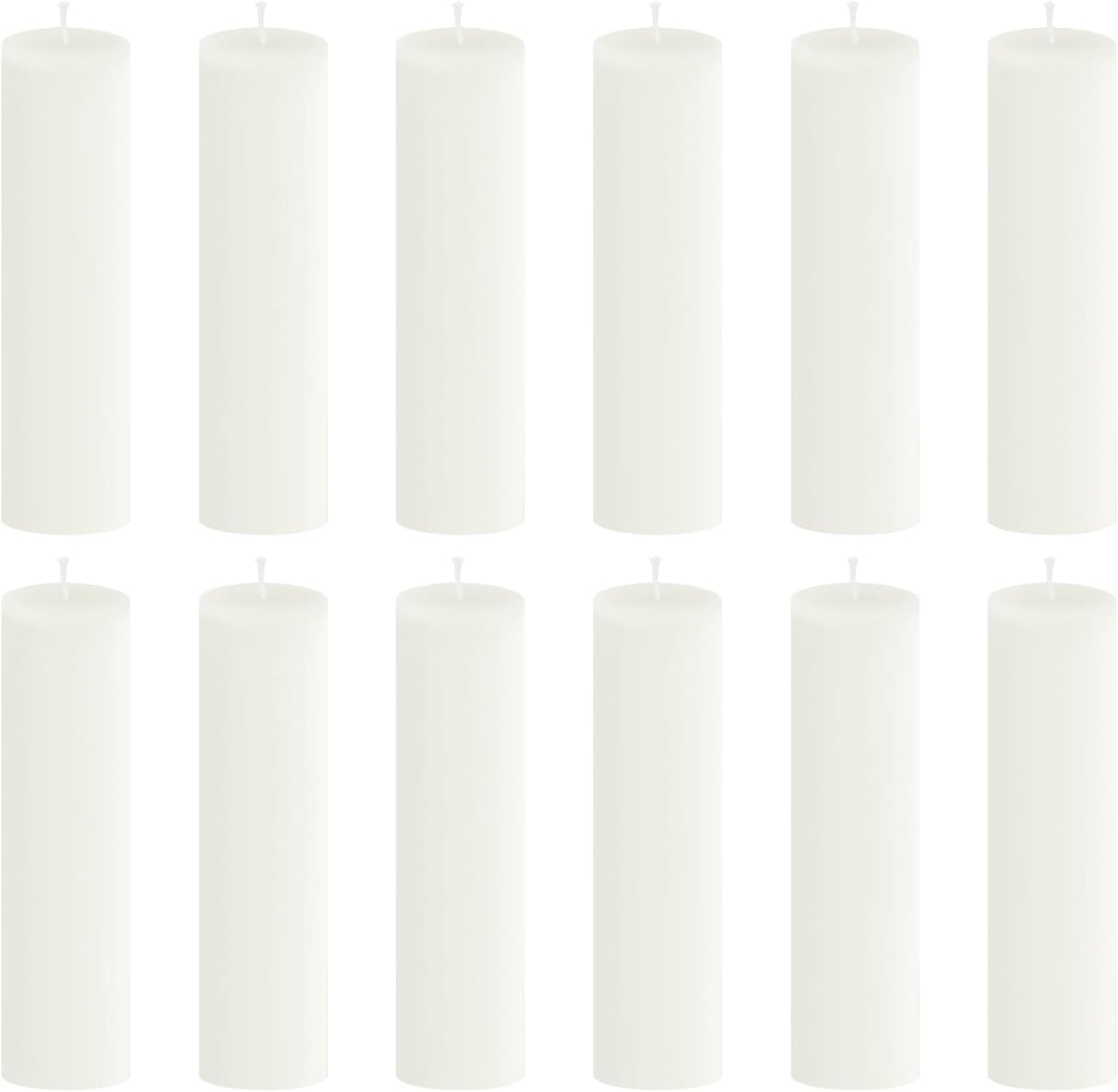 12 Pack 2 x 8 Inch Unscented White Pillar Candles, Dripless Smokeless Clean Burning Cylinder Candles for Wedding, Home Decor, Church & Emergency Lighting