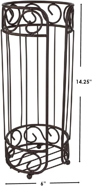 Scroll Design Toilet Paper Holder Stand, (Bronze), By Home Basics | Steel Free-Standing Holder | Bathroom Toilet Paper Holder with Non-Skid Feet