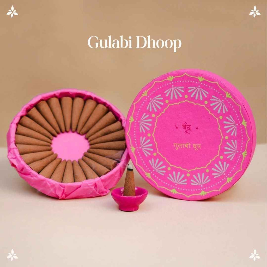 बूँद | Gulabi Dhoop - Pure Indian Rose Incense Cones