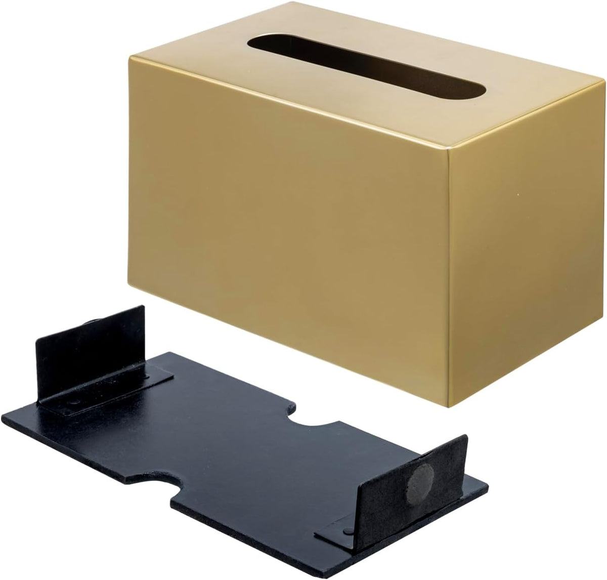 MyGift Brass-Tone Stainless Steel Rectangular Tissue Box Cover