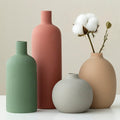 Modern Ceramic Vase Set, Neutral Colors, Decorative Vases for Home Decor, 4 Piece Collection (Green Mix Set 4)
