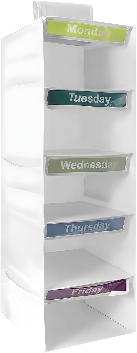 5-Shelf Weekly Clothes Organizer for Kids (White)