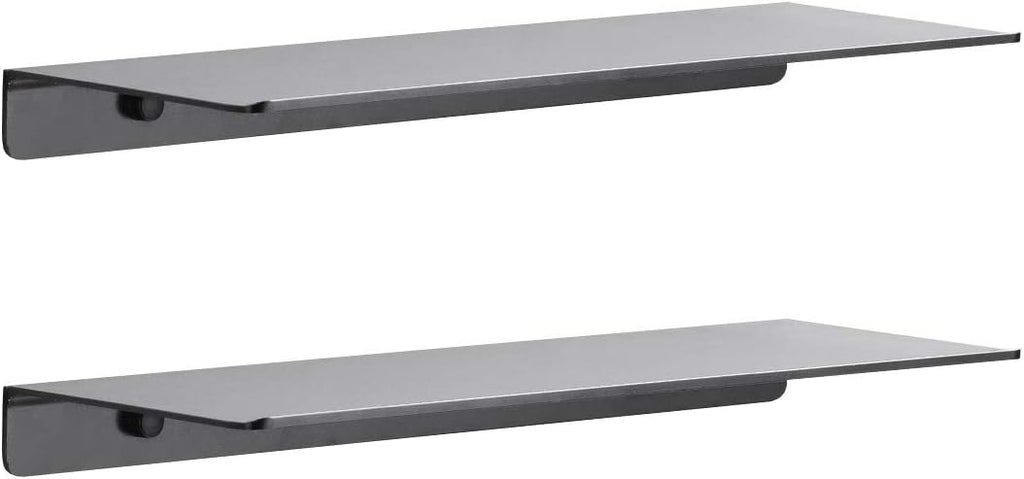 Modern Floating Shelf Wall Mounted Heavy Duty for Living Room Bedroom Bathroom, 12 Inch, Black, 2 Pack