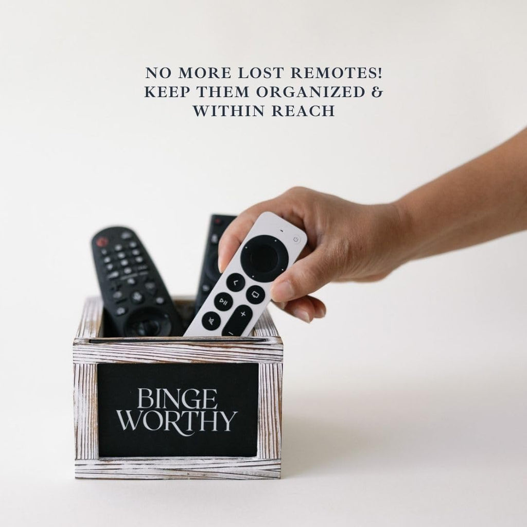 Remote Control Holder- Rustic TV Remote Holder - Remote Caddy Farmhouse Decor- House Warming Gifts - New House Essentials- Tv Stand Decor - Bedside Remote Control Holder - Remote Holder For Table