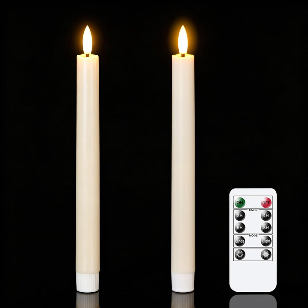 Wondise 2 Pack Flameless Taper Candles with Remote Timer