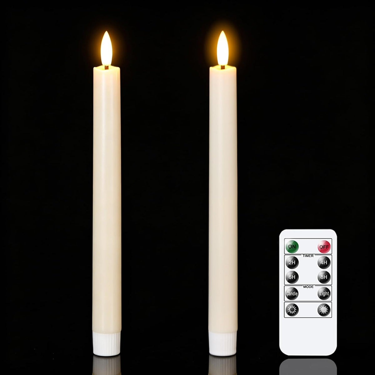 Wondise 2 Pack Flameless Taper Candles with Remote Timer