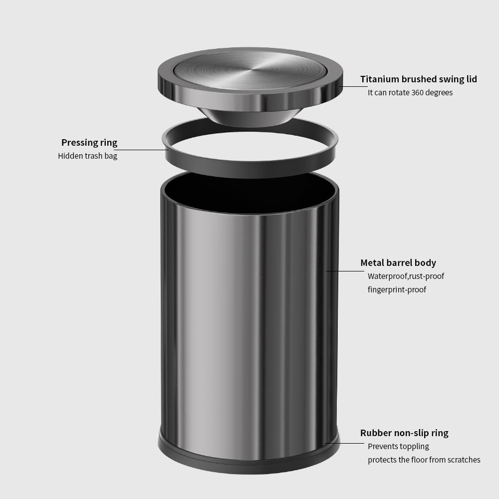 9L/2.4Gal Small Trash Can with Flip Lid,Bathroom Trash can