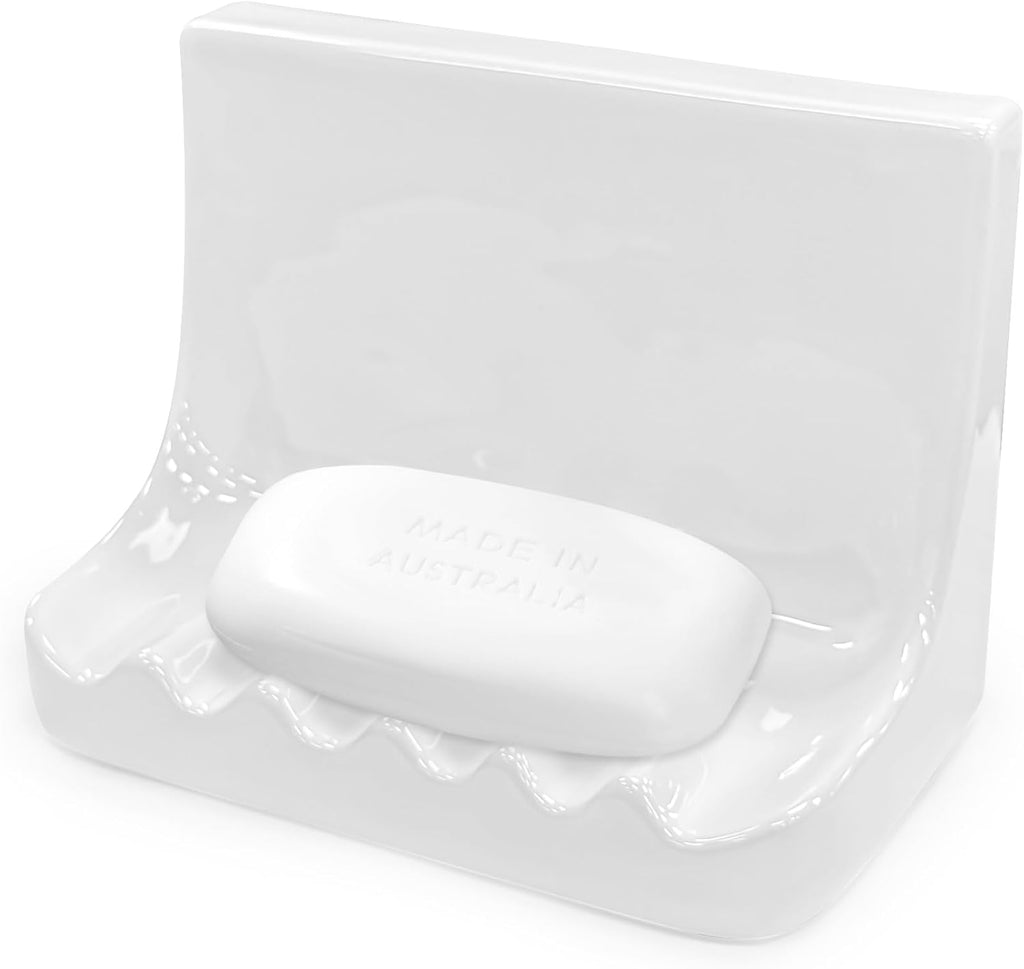 White Vintage Wall-Mounted Ceramic Soap Dish for Shower Wall