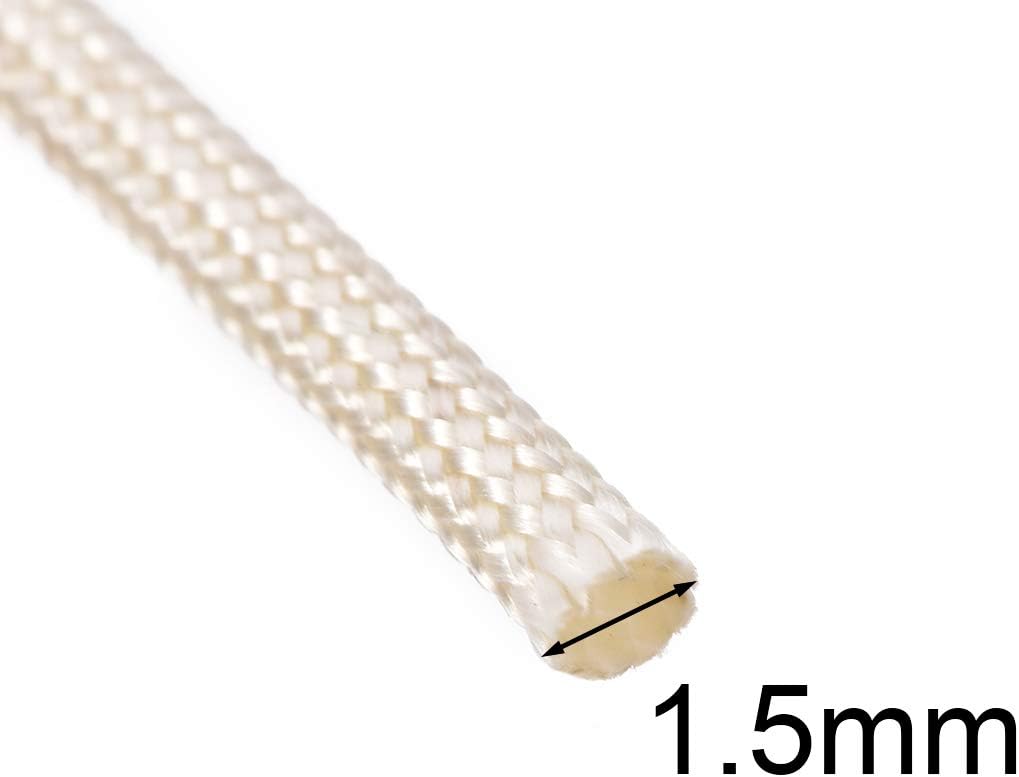 uxcell Insulation Braid Sleeving, 9.8Ft-1.5mm High TEMP Fiberglass Sleeve White