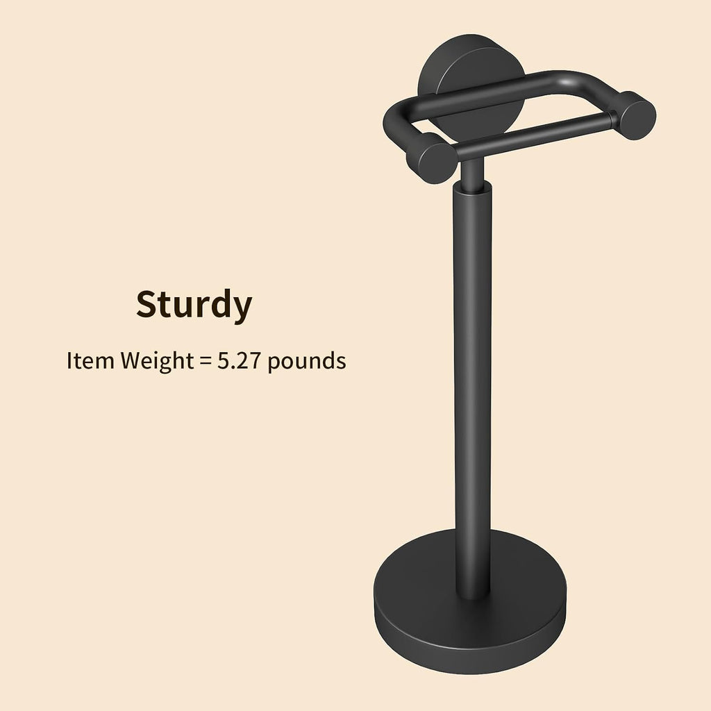 YUMORE 5.28 lb Heavy Duty Black Toilet Paper Holder Stand, Weighted Base