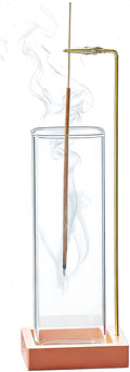 Incense Holder, Metal Incense Holder for Sticks with Removable Glass Ash Catcher, Anti-Ash Incense Burner,Luxury Home Décor for Meditation Relaxation (Rose Gold)