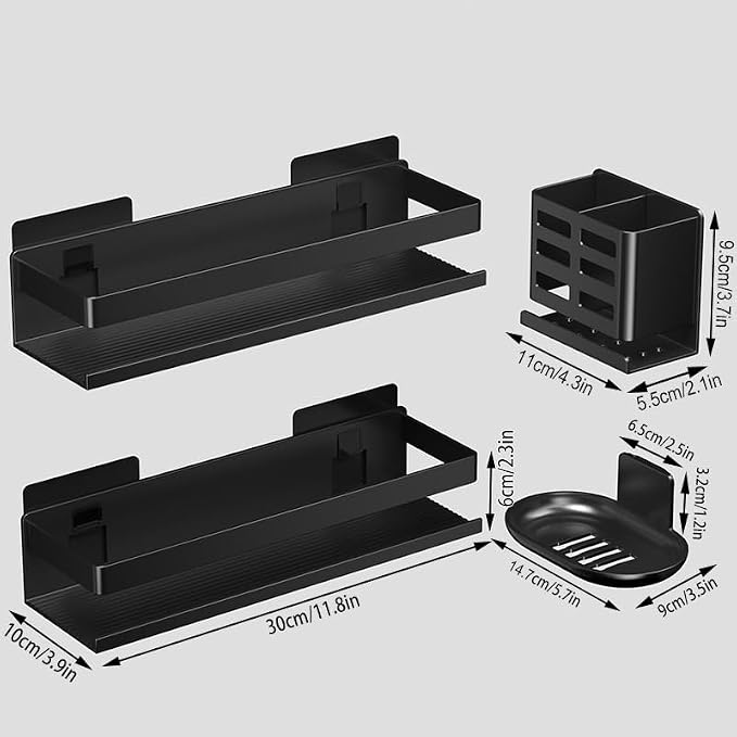 Shower Caddy,Shower Organizer 4 Pack,Aluminum,Adhesive Installation