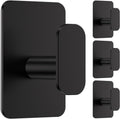 Large Heavy Duty Adhesive Wall Hooks - 26lb Max, Stainless Steel Waterproof Towel Hooks for Hanging Towel, Coat, Robe, Sticky Hooks for Use in Bathroom, Shower, Kitchen, Door(Black, 4 Pack)