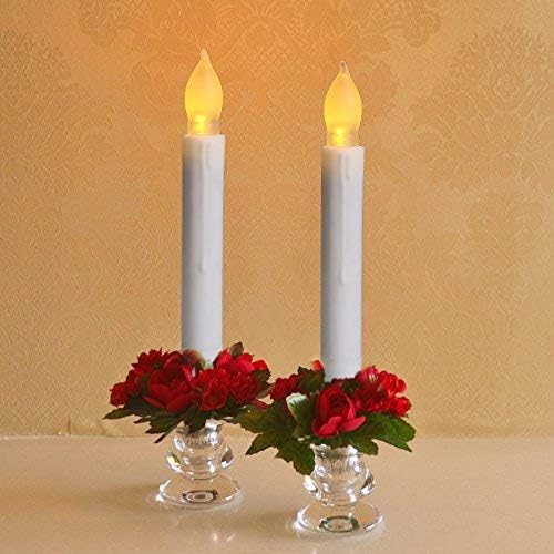 Plastic Art Deco Taper Candles, Set of 12 Warm White, Flameless LED, Battery Operated, Realistic Flickering, Ideal for Decoration, Weddings, Birthday Party