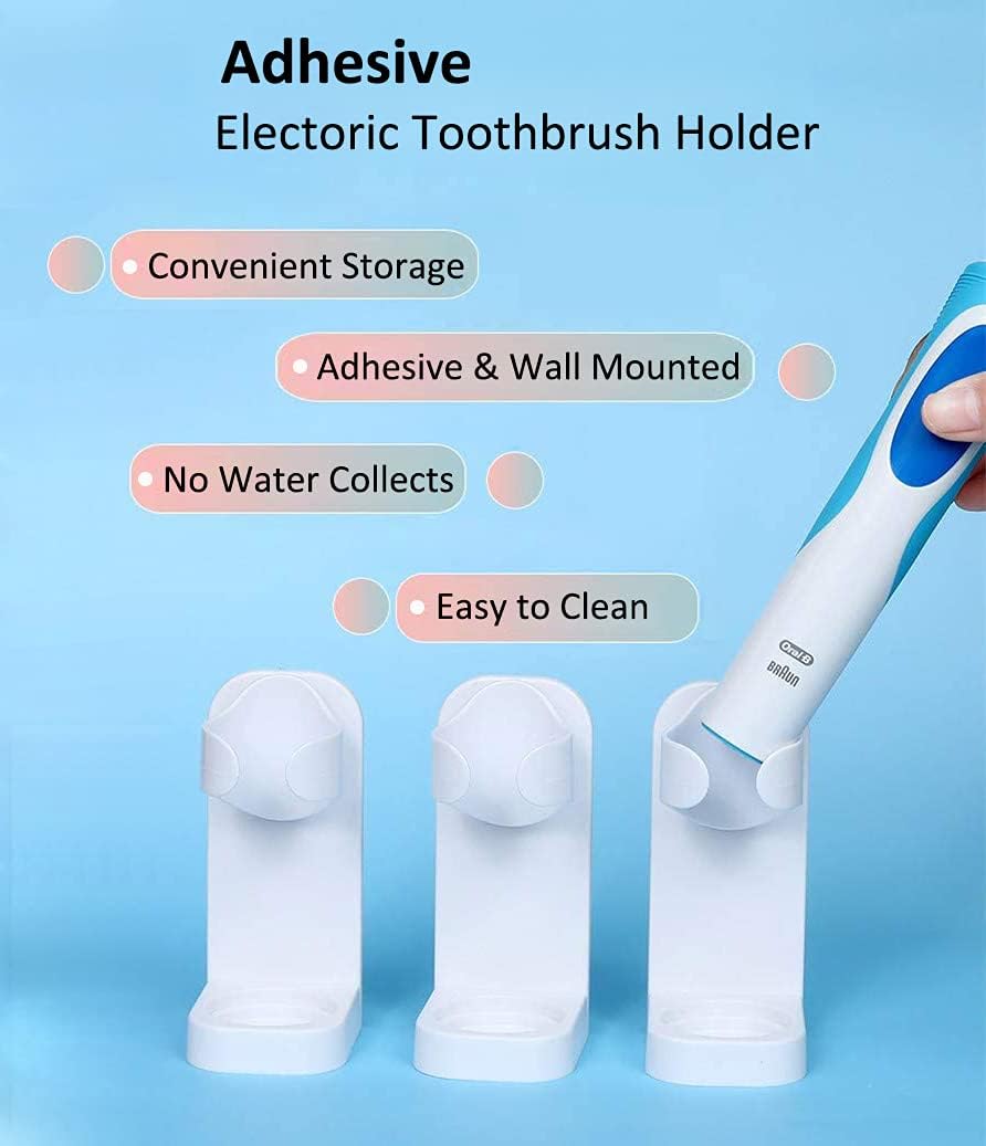 Electric Toothbrush Holders for Bathroom, Electric Toothbrush Organizer, Bathrooms Toothbrush Storage for Shower Space-Saving, Mirror Toothbrush Holder Wall Mounted, ABS(White)