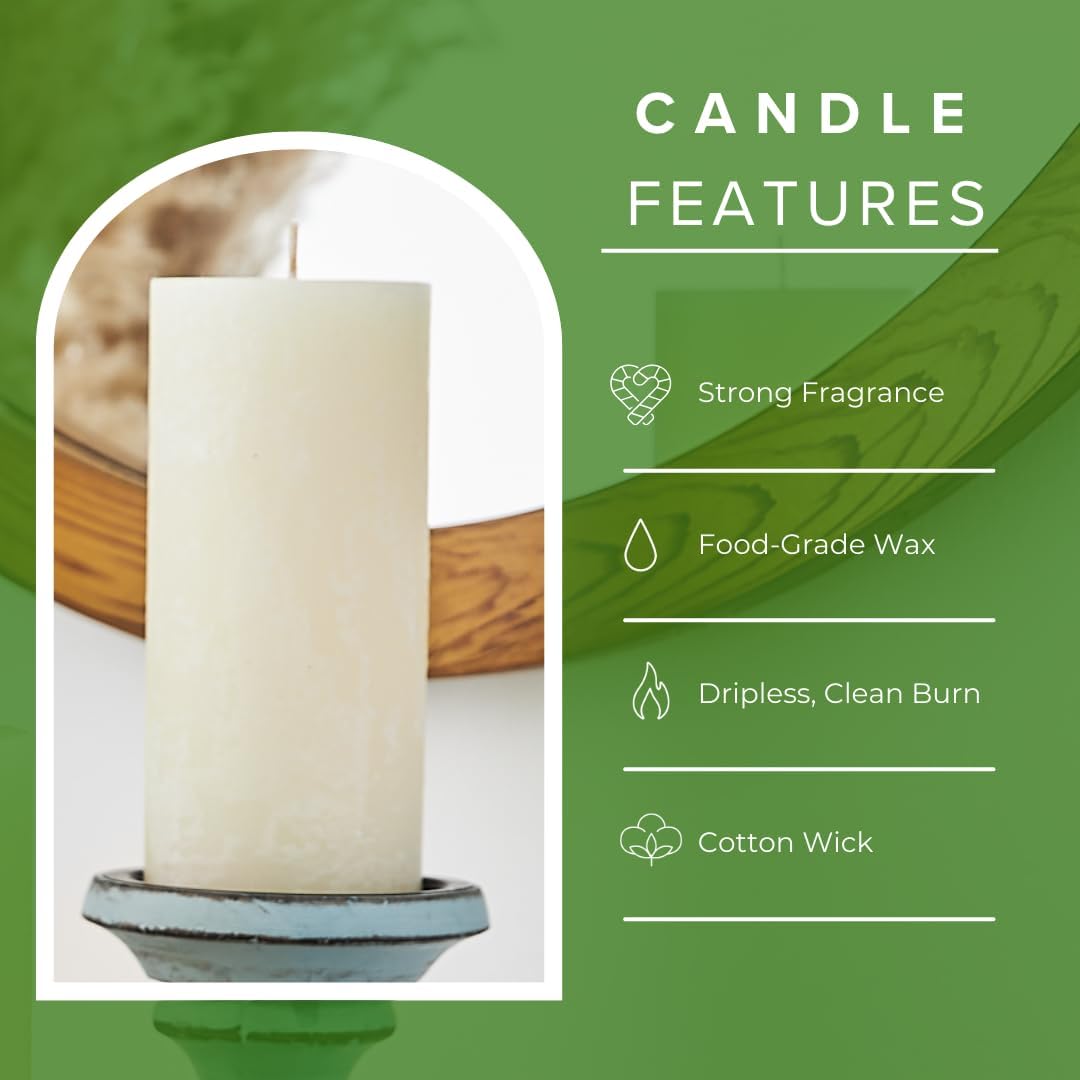 Ivory Peppermint Pillar Candles, Set of 3, 3x6 Inch, Scented Home Decor