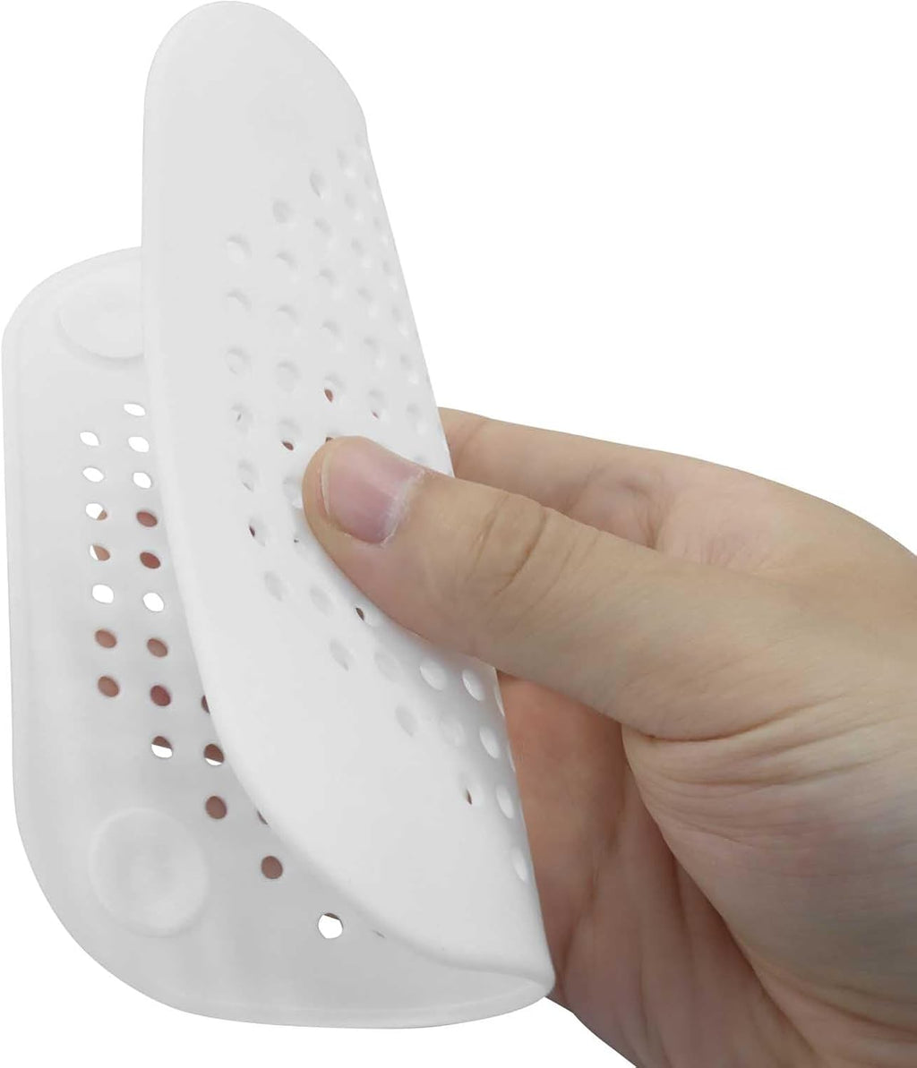 Silicone Hair Drain Catcher, White, 2 Pack