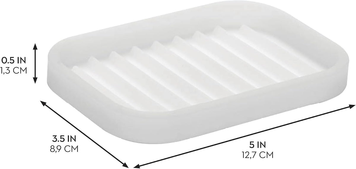 iDesign Silicone Soap Dish for Bar Soap or Scrub Brush - Ideal for Kitchen or Bathroom - Set of 2 - Clear