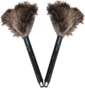 Retractable Feather Duster 8-14 in Adjustable - Natural Ostrich Feather Duster for Cleaning Ceiling Fans, Blinds, Plantation Shutters, Walls & Furniture - Quality Checked in USA - 2 Pack