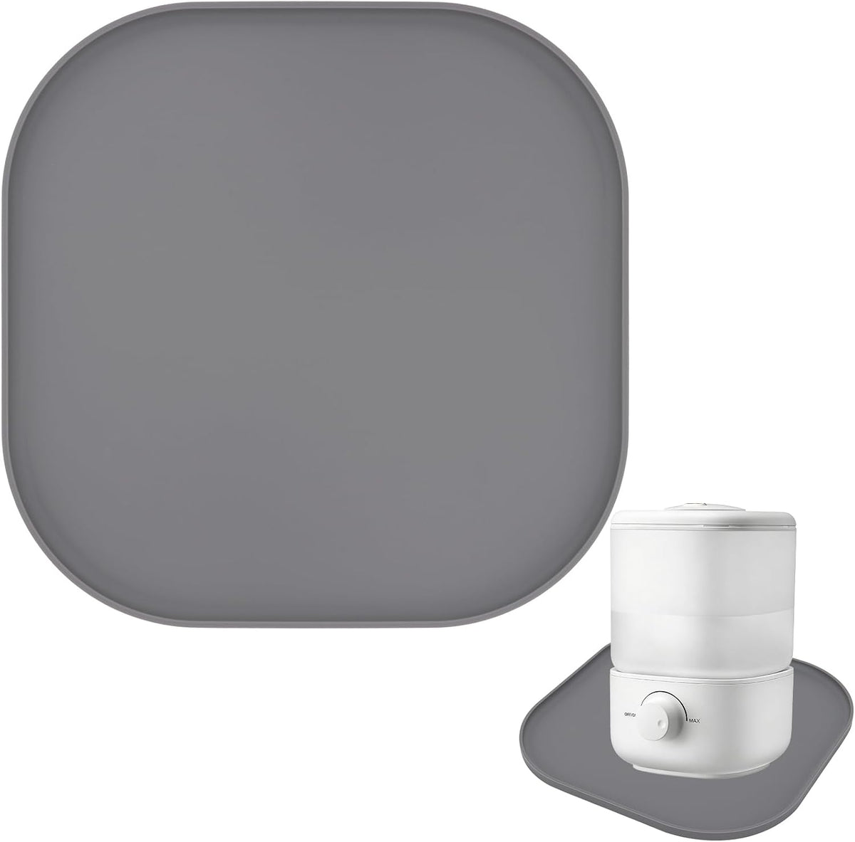 Silicone Humidifiers Drip Tray for LEVOIT, Dreo, ASAKUKI, Homvana Humidifiers, 10''x10'' Non-Slip & Leak-Proof Silicone Mat, Prevent Water Leakage and Protect Floor Surface (Grey)