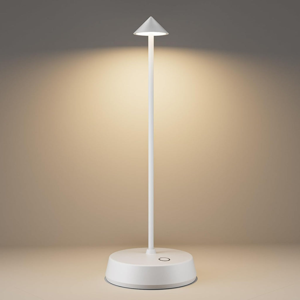 Cordless Table Lamps Rechargeable, 6000mAh LED Battery Operated Desk Lamp, Portable Outdoor Waterproof Touch Stepless Dimmable Wireless Table Light for Dining Restaurant Home Patio (White-1PC)