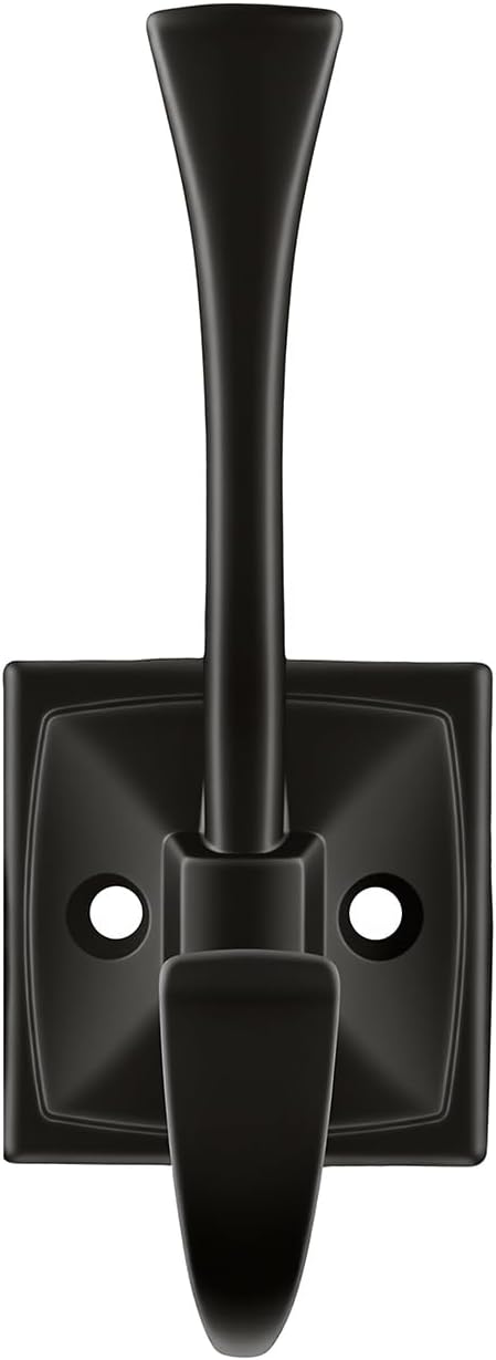 HARPOON 5 Pack 4.3" Double Prong Wall Hooks Matte Black Coat Towel Hooks
