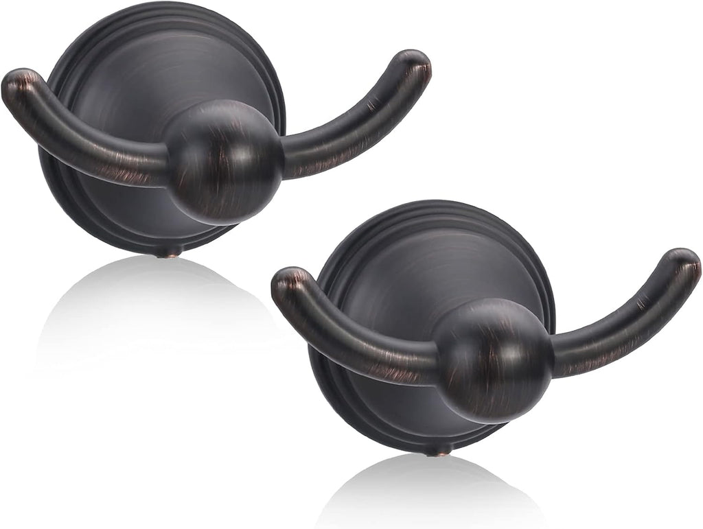 FILTA Bathroom Towel Hooks, Oil Rubbed Bronze Robe & Towel Hooks for Wall Mounted, Traditional Towel and Robe Hooks for Hanging Towels, Bath Towel Holder for Shower(2 Pack)