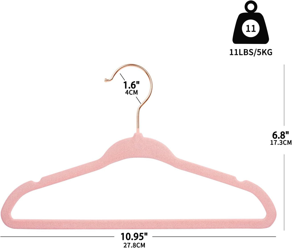 ManGotree Baby Velvet Hangers with Swivel Rose Gold Hook 15 Pack Light Pink