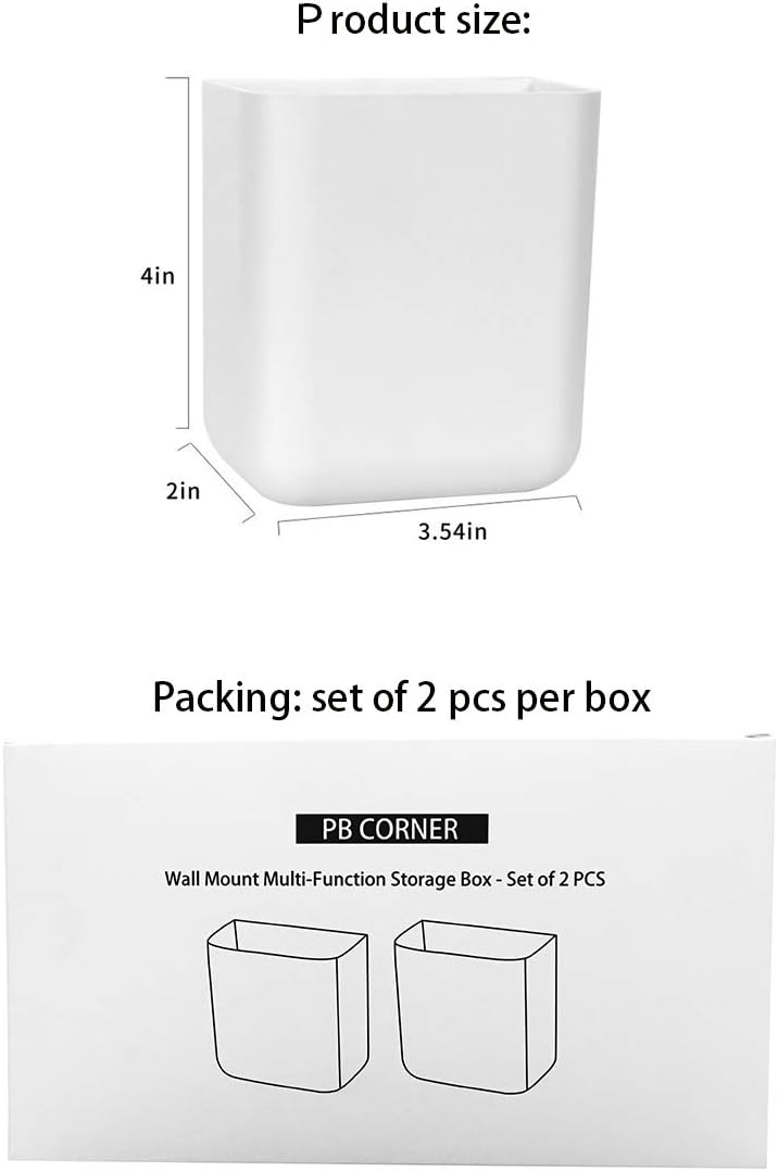 T-H-See Remote Holders Wall Mount Hole Free, Self-Adhesive Storage Box, Pen Holder (2 Pack)