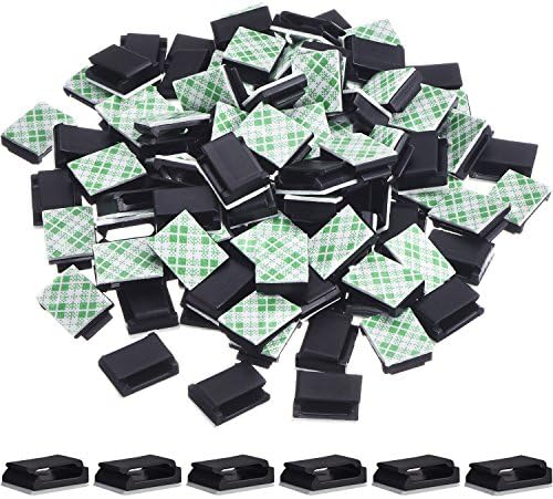 Hicarer 100 Pcs Christmas Adhesive Cable Clips Cord Holder, Large, Black