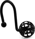 MitoVilla 24 Pcs Set Black Shower Curtain Hooks, Metal Shower Hooks for Shower Curtain & Liner, Hollow Ball Rust Proof Shower Rings for Curtain Accessories and Bathroom Shower Rod