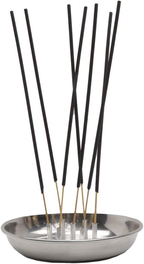 Incense Stick Holder with ash Catcher Plate Stainless Steel Incense Holder Agarbatti Stand Traditional Religious and Spiritual Use and Also for Ethnic Festival for Multipurpo