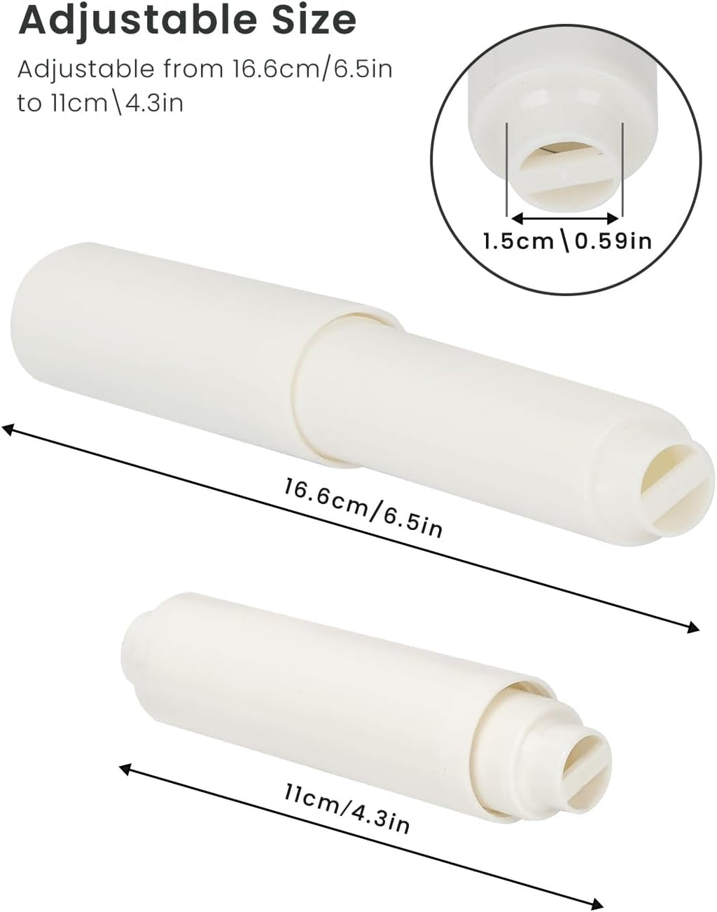Toilet Paper Holder Roller Replacement, 2Pcs 6.5inch Plastic Toilet Paper Spring Rod Toilet Tissue Holder Replacement Spindle Replacement Rod fits Extra Large Bathroom Tissue Rolls (White)