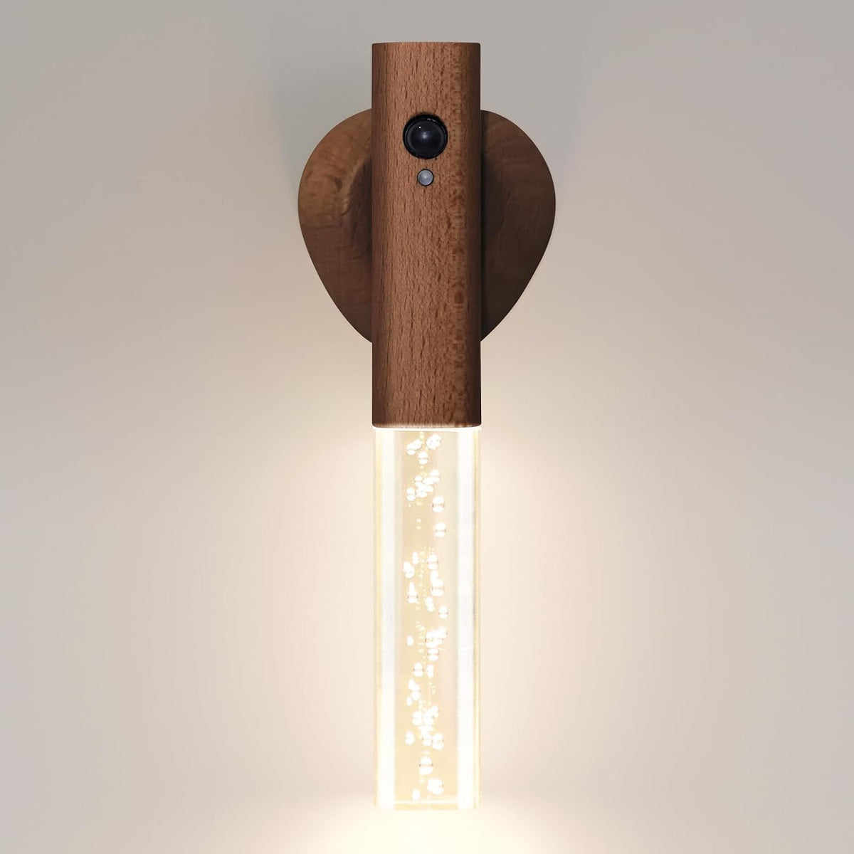 Rechargeable Motion Sensor Wall Sconce, Walnut Wood, 1 Pack