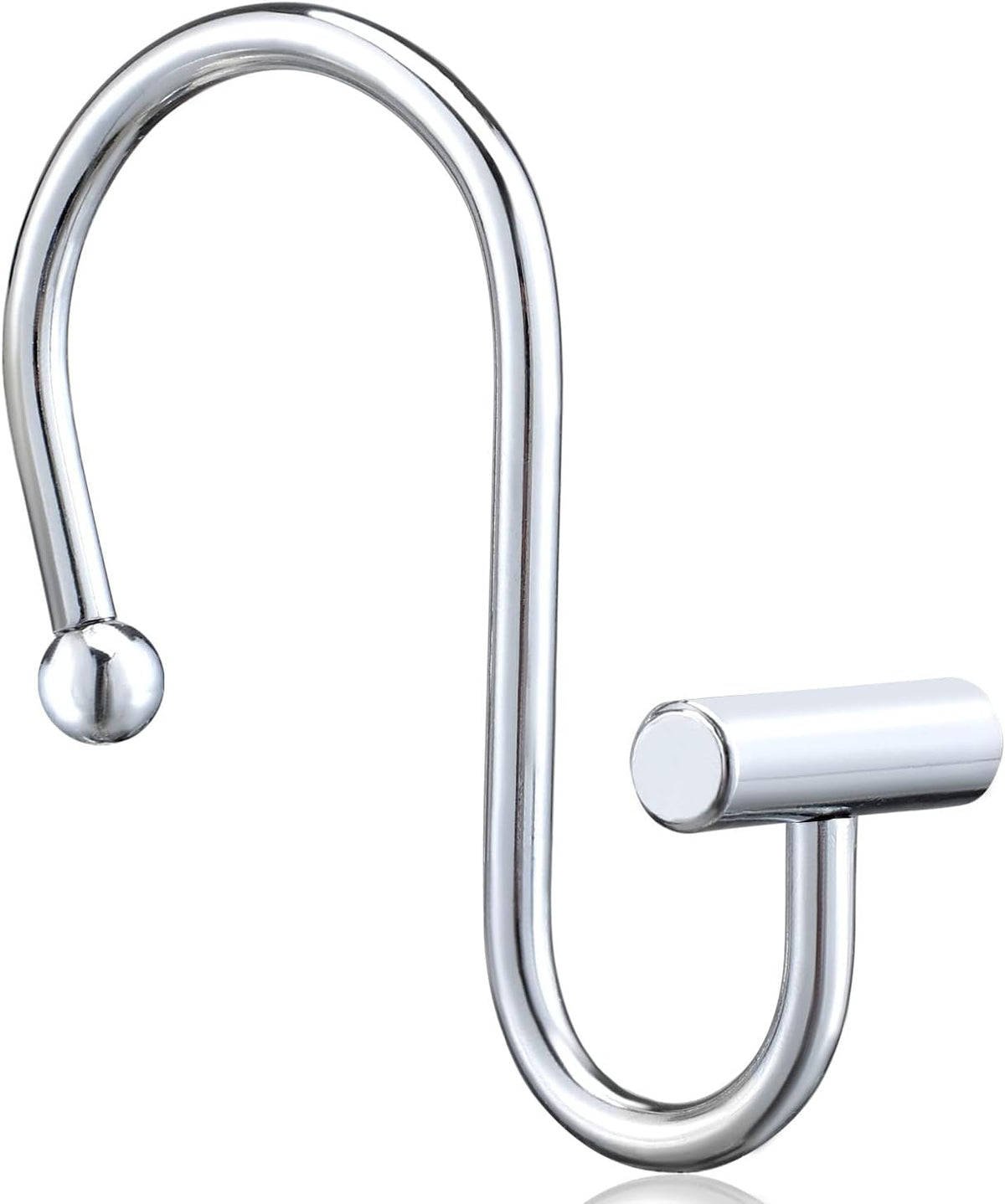 Silver Shower Curtain Hooks,Rust Proof Shower Curtain Rings for Bathroom,Chrome T-Bar Metal Decorative Shower Curtain Hooks Hangers for Shower Curtain Rod,Set of 12