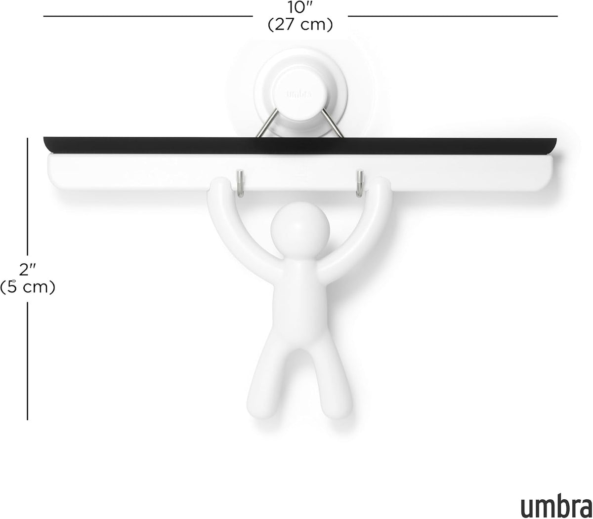 Umbra Buddy Adhesive Squeegee, Shower Glass and Mirror Cleaner, White