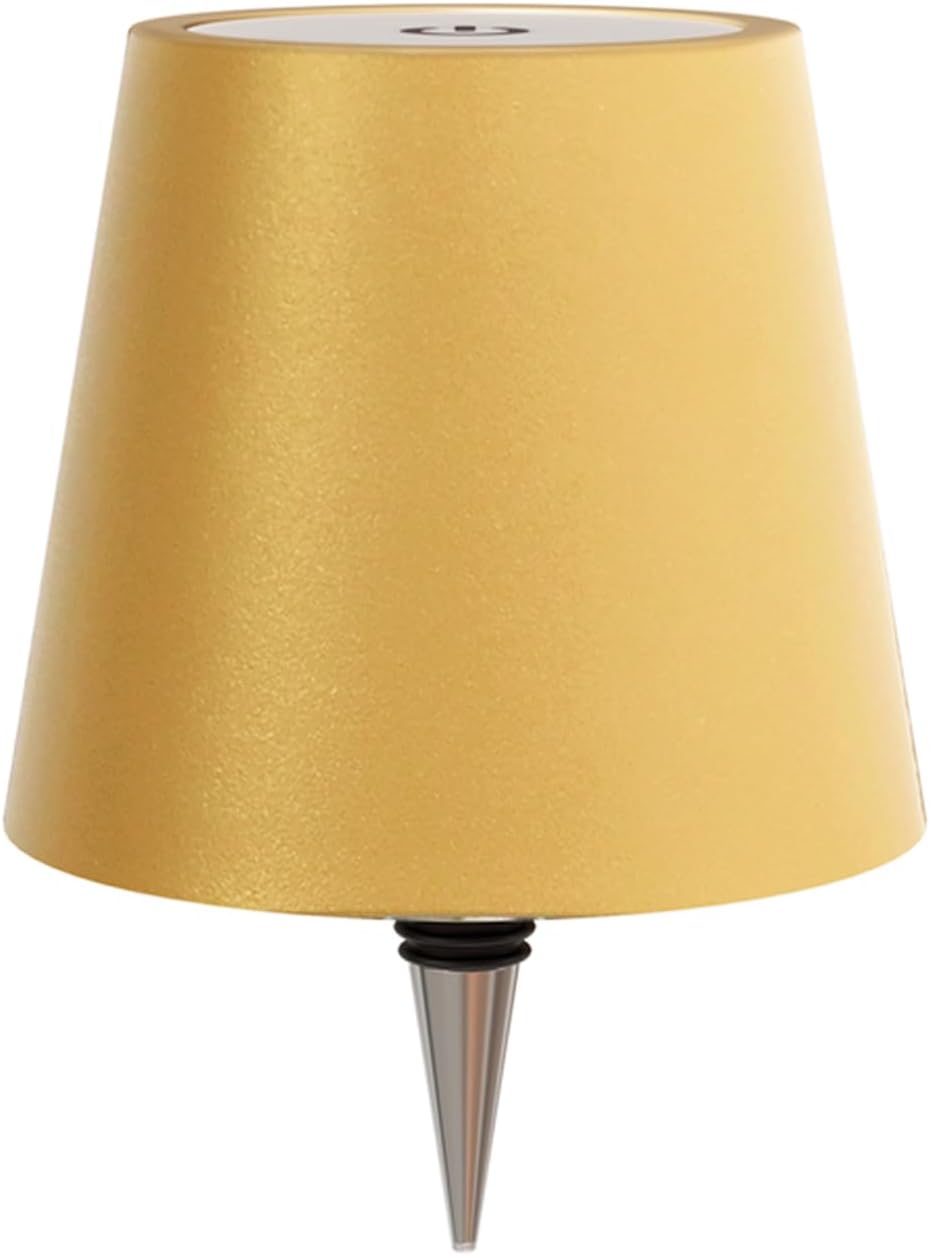 Wireless Bottle Lamp, Wireless Bottle Lamp Shade with 3 Color Temperature, Rechargeable Stepless Dimming LED Wine Bottle Lights for Any Bottle, Desk Lamp for Bedroom Restaurant Bar - Gold