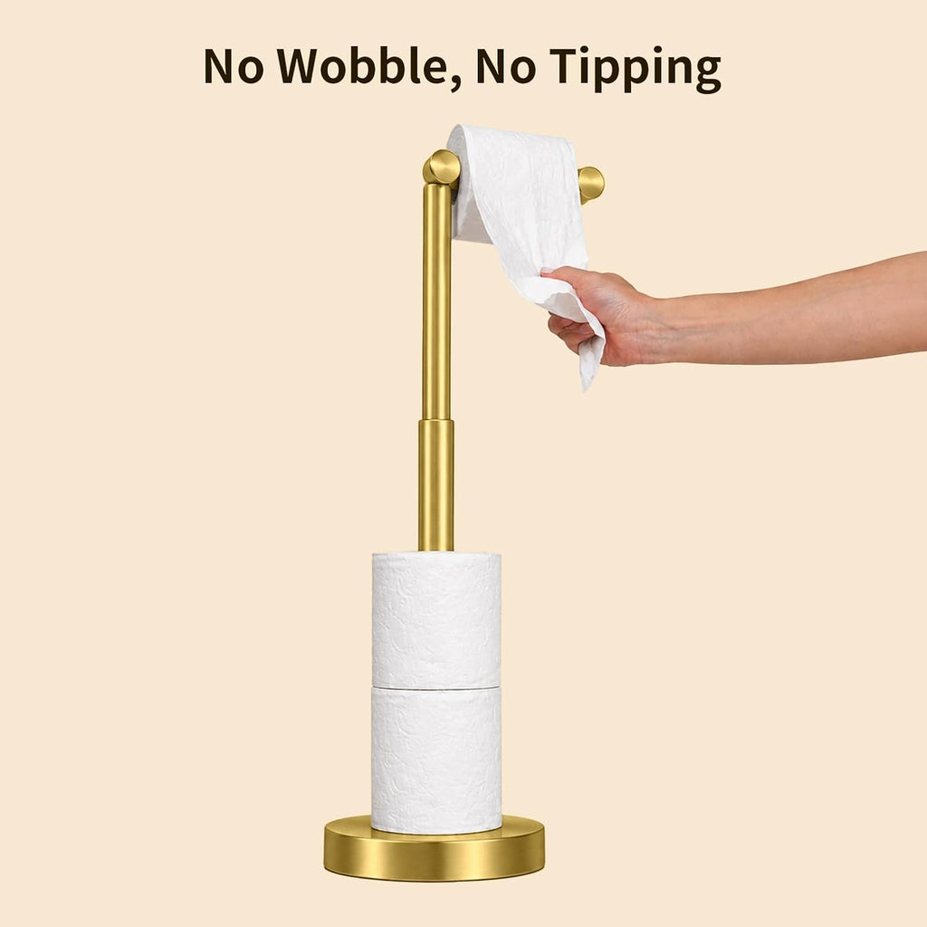 YUMORE Toilet Paper Holder Stand, Minimalist Design, Brushed Gold