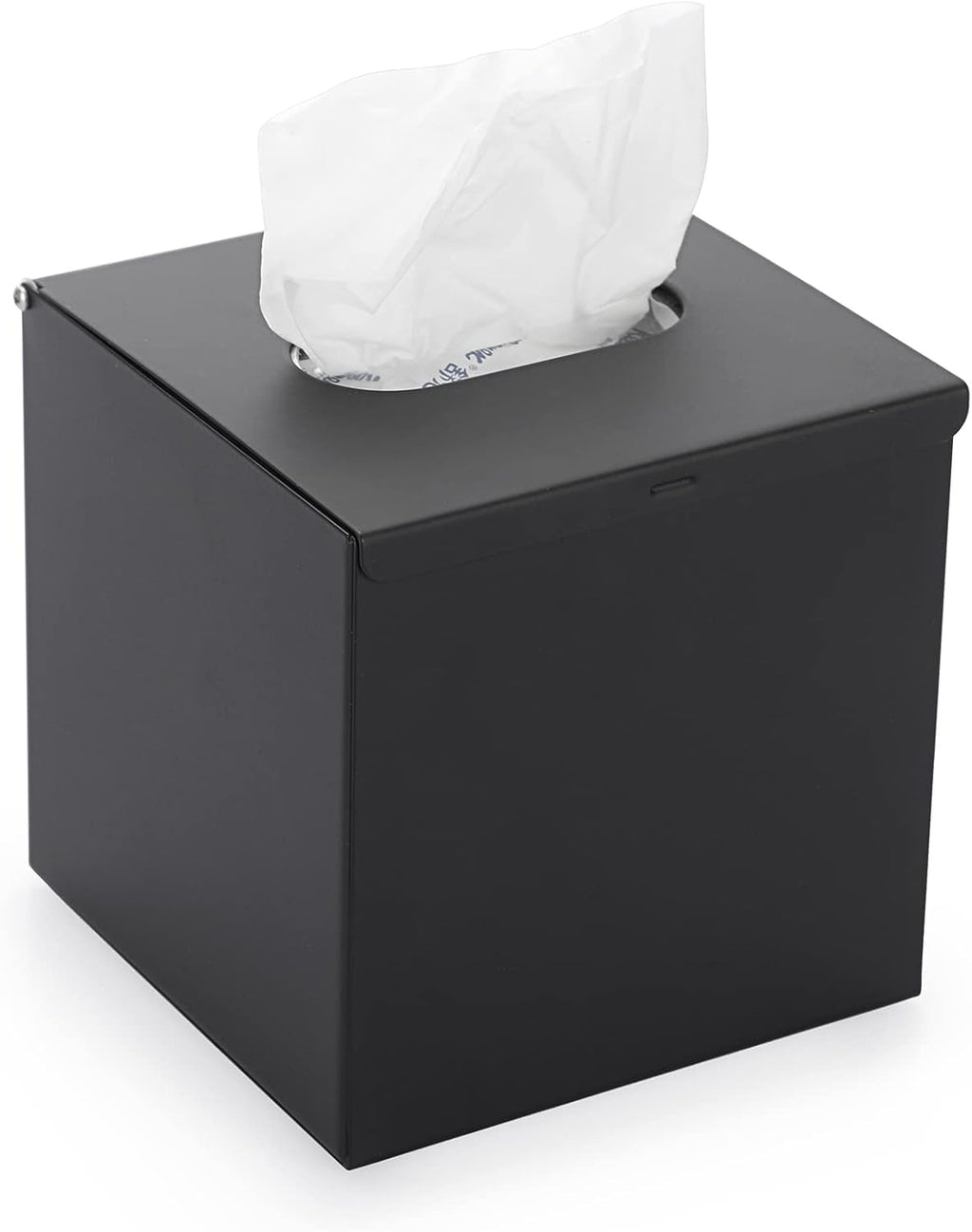 Sumnacon Square Tissue Box Cover - Stylish Cube Stainless Steel Tissue Box Holder, Modern Metal Facial Tissue Holder for Dresser Table Night Stand Bathroom Vanity Home Office Bar Wall Decor, Black