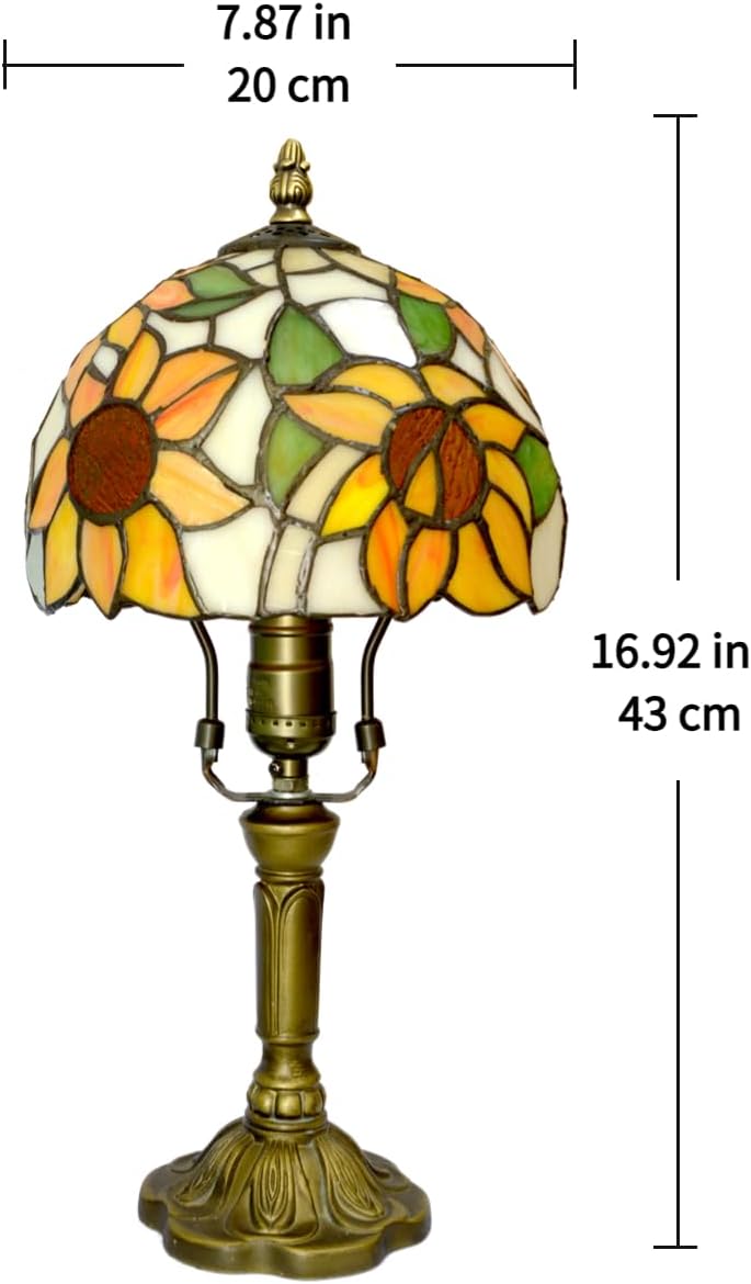BMXKPO Tiffany Lamp Stained Glass 3 Way Table Lamp, Yellow Sunflower Lamp