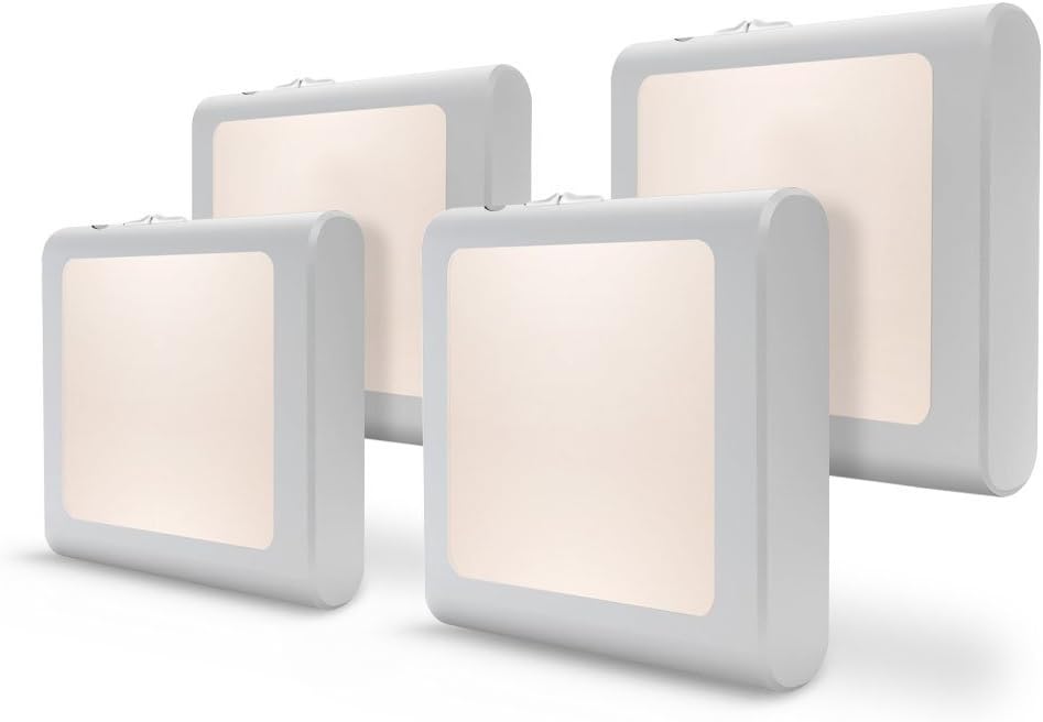 VINTAR 4 Packs Plug-in Dimmable Night Light with Auto Dusk to Dawn Sensor