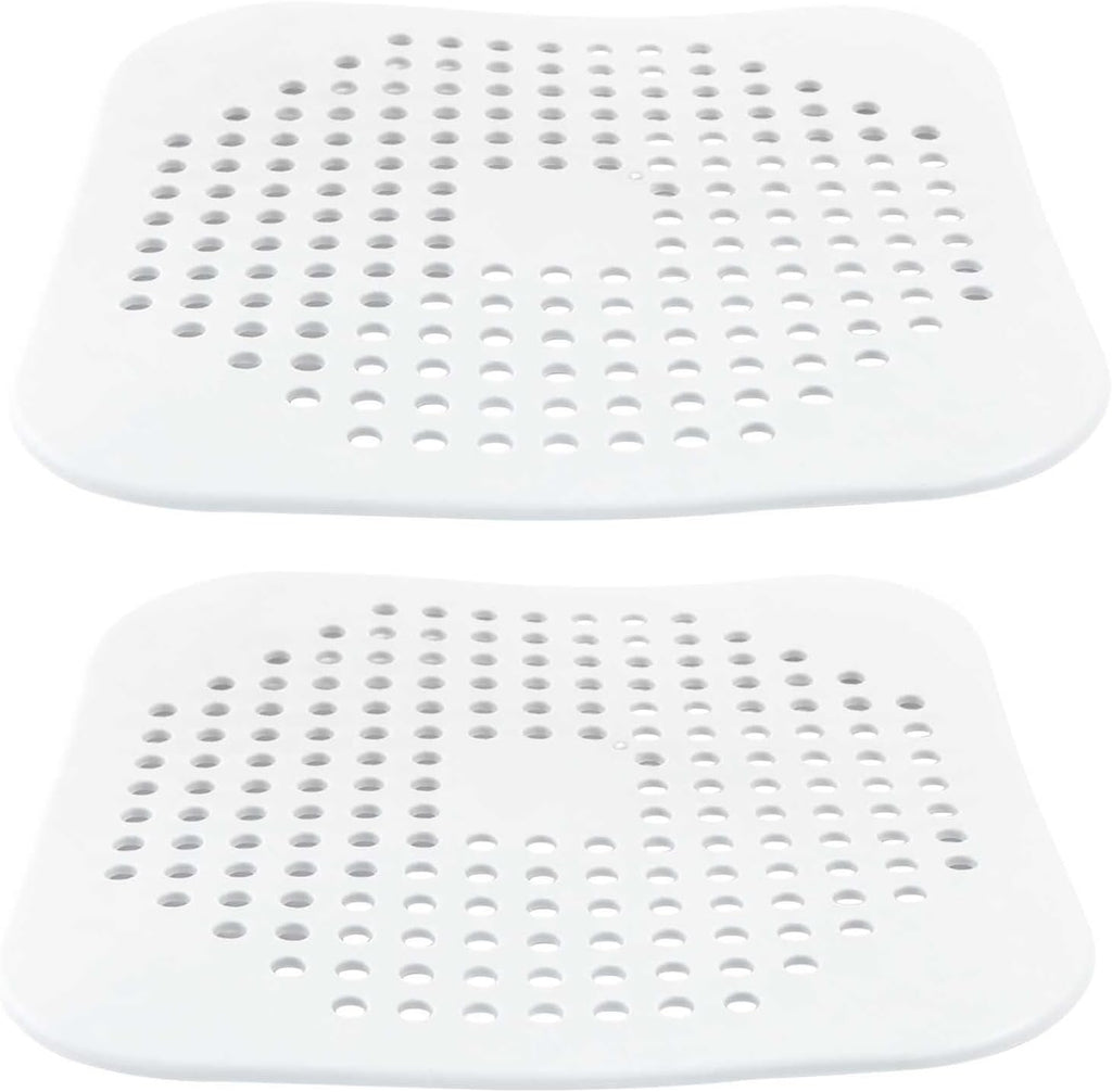 Silicone Hair Drain Catcher, White, 2 Pack