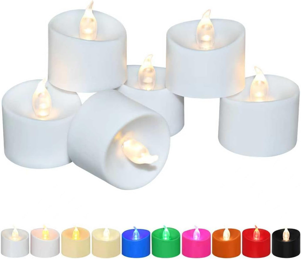 12/24/50/100/200 Pack Flickering LED Tea Lights, Last 100H+, Warm White