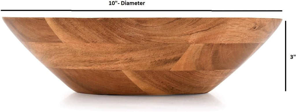 Kimona Fruit Bowl for Kitchen Counter, Vintage Wooden Fruit Bowl/Stand for Kitchen countertop Décor (10" X 10" X 3")