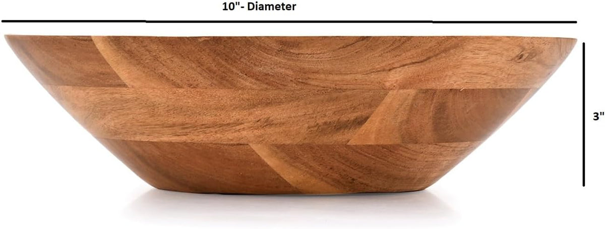 Kimona Fruit Bowl for Kitchen Counter, Vintage Wooden Fruit Bowl/Stand for Kitchen countertop Décor (10" X 10" X 3")