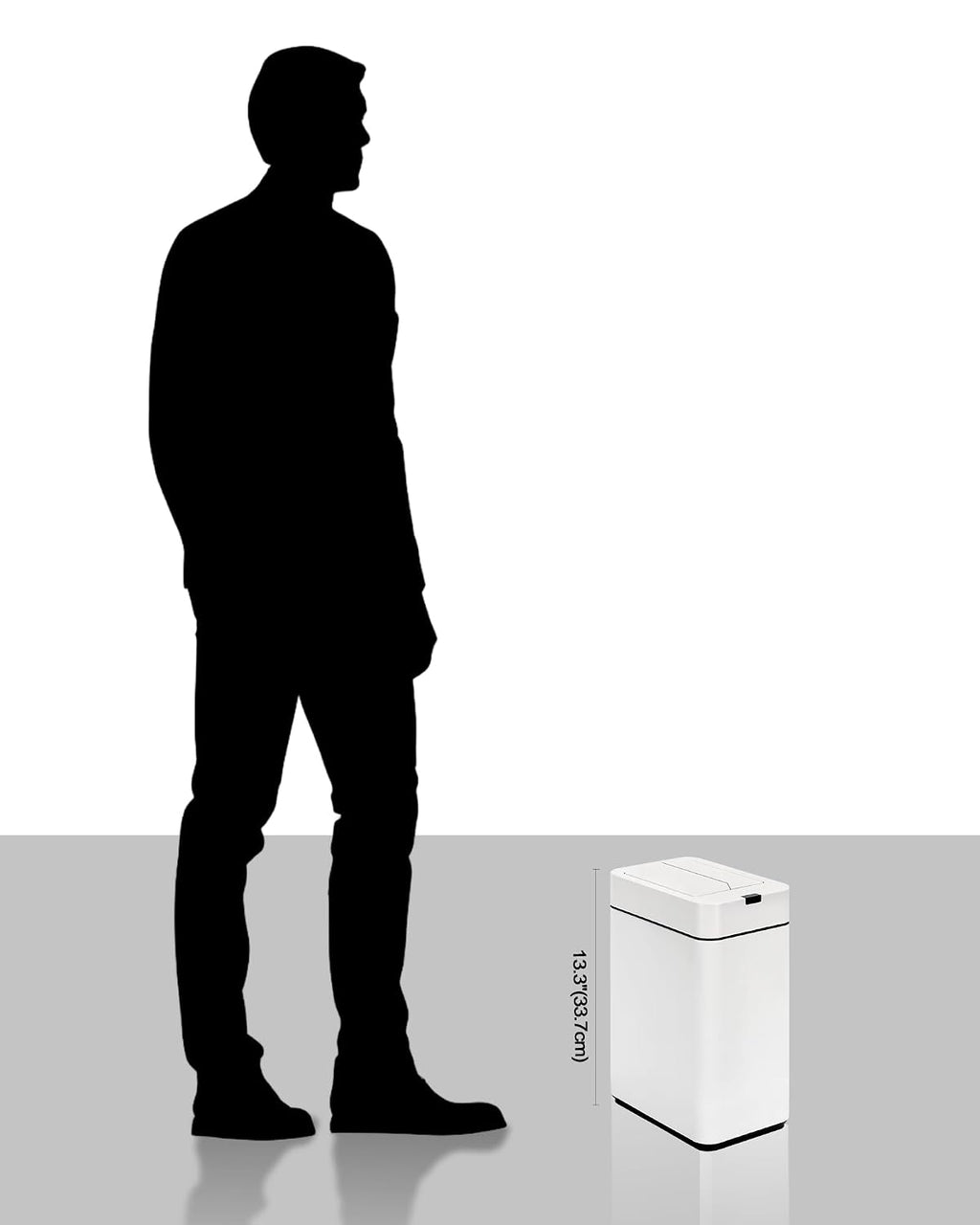 ELPHECO Slim Bathroom Trash Can with Lid 2.6 Gallon Smart Trash Can White