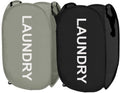 Larpur Pop Up Laundry Baskets, 2 Pack Mesh Laundry Hampers Collapsible Clothes Hampers for Home, Dorm, Travel (Black + Gray)