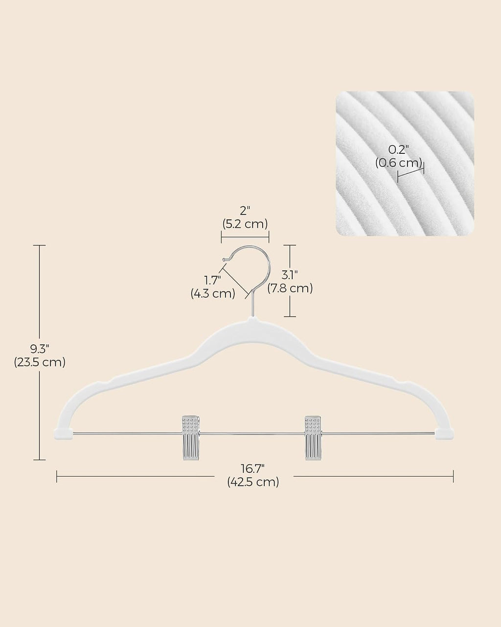 SONGMICS 30-Pack Pants Hangers, Velvet Hanger with Adjustable Clips