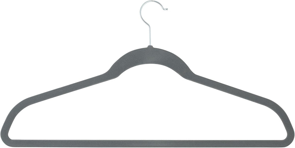 Simplify Extra Wide 21” Velvet Coat Hangers | 6 Pack | Slim Design | Heavy Duty | Holds 10 Pounds | Closet Organization | Shirt & Clothes | Grey